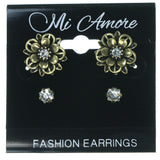 Flower Multiple-Earrings With Crystal Accents  Gold-Tone Color #3576