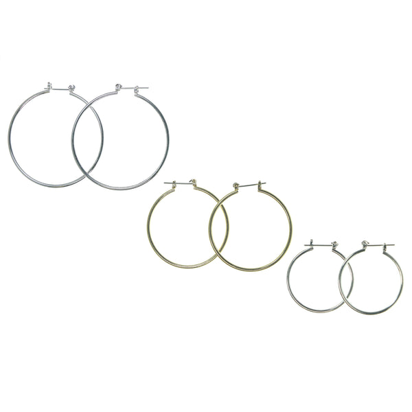 Silver-Tone & Gold-Tone Colored Metal Multiple-Earrings #3586