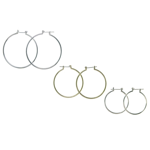 Silver-Tone & Gold-Tone Colored Metal Multiple-Earrings #3586