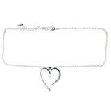 Adjustable Length Heart Pendant-Necklace Silver-Tone Color  #3570