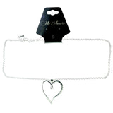 Adjustable Length Heart Pendant-Necklace Silver-Tone Color  #3570