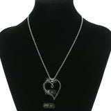Adjustable Length Heart Pendant-Necklace Silver-Tone Color  #3570