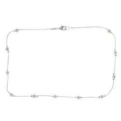 Silver-Tone & White Colored Metal Necklace With Bead Accents #3626