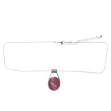 Adjustable Length Pendant-Necklace With Faceted Accents Silver-Tone & Pink Colored #3607