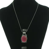 Adjustable Length Pendant-Necklace With Faceted Accents Silver-Tone & Pink Colored #3607