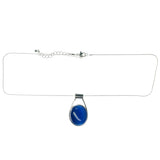 Adjustable Length Pendant-Necklace With Faceted Accents Silver-Tone & Blue Colored #3588