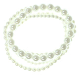 White Acrylic Multiple-Stretch-Bracelets With Bead Accents #3587