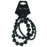 Black Acrylic Multiple-Beaded-Bracelets #3565