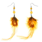 Orange & Silver-Tone Colored Acrylic Earrings With Bead Accents #3567