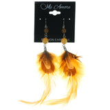 Orange & Silver-Tone Colored Acrylic Earrings With Bead Accents #3567