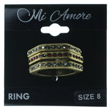 Gold-Tone & Red Colored Metal Multiple-Rings With Crystal Accents #3624