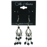 Black & Silver-Tone Colored Metal Multiple-Earrings With Bead Accents #3599