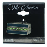 Silver-Tone & Blue Colored Metal Multiple-Rings With Crystal Accents #3643