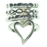 Heart Multiple-Rings Silver-Tone Color  #3628