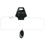 Adjustable Length Fashion-Necklace With Faceted Accents Silver-Tone & Black Colored #3614
