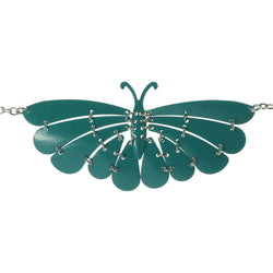 Green & Silver-Tone Colored Metal Statement-Necklace #3615