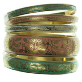 Rose Multiple-Bracelets Gold-Tone & Multi Colored #3640