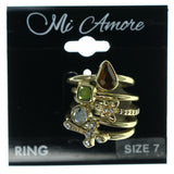 Cross Butterfly Multiple-Rings With Crystal Accents Gold-Tone & Multi Colored #3584