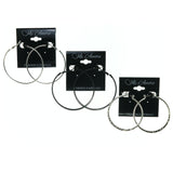 Hoop Multiple-Earrings Silver-Tone & Black Colored #3629