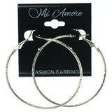 Hoop Multiple-Earrings Silver-Tone & Black Colored #3629