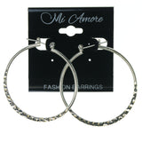 Hoop Multiple-Earrings Silver-Tone & Black Colored #3629