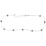 Silver-Tone Metal Necklace With Bead Accents #3571