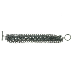 Ribbon Bracelet With Crystal Accents Silver-Tone & Gray Colored #3580
