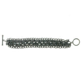 Ribbon Bracelet With Crystal Accents Silver-Tone & Gray Colored #3580