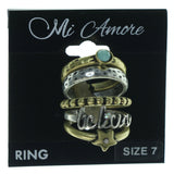Believe Star Multiple-Rings With Bead Accents Gold-Tone & Silver-Tone Colored #3625