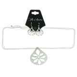 Adjustable Length Necklace-Earrings Silver-Tone Color  #3613