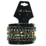 Snake Skin Bracelet With Crystal Accents Black & Gold-Tone Colored #3644