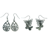 Butterfly Multiple-Earrings Silver-Tone Color  #3552