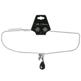 Adjustable Length Bird Feather Necklace-Earrings Set With Bead Accents Silver-Tone & Black Colored #3538