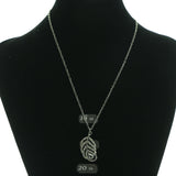 Adjustable Length Leaf Star Necklace-Earrings Set With Crystal Accents Silver-Tone Color #3542