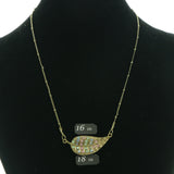 Adjustable Length Leaf Necklace-Earrings Set With Crystal Accents Gold-Tone & Multi Colored #3525