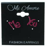 Bow Heart Me & You Multiple-Earrings Pink & Black Colored #3524