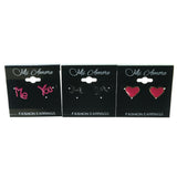Bow Heart Me & You Multiple-Earrings Pink & Black Colored #3524