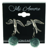 Swallows Multiple-Earrings With Bead Accents Silver-Tone & Blue Colored #3527