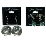 Swallows Multiple-Earrings With Bead Accents Silver-Tone & Blue Colored #3527