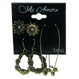 Flowers Leaf Multiple-Earrings  With Crystal Accents Gold-Tone Color #3521