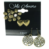 Tree Flower Heart Multiple-Earrings With Crystal Accents Gold-Tone Color #3520
