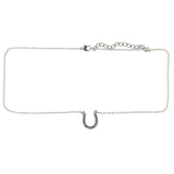 Adjustable Length Lucky Horseshoe Star Necklace-Earrings Set With Crystal Accents Silver-Tone Color #3759