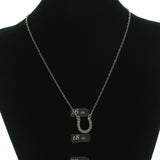 Adjustable Length Lucky Horseshoe Star Necklace-Earrings Set With Crystal Accents Silver-Tone Color #3759