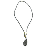 Angel Tear Hematite-Pendant-Necklace With Bead Accents Gray & Gold-Tone Colored #4154