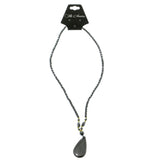 Angel Tear Hematite-Pendant-Necklace With Bead Accents Gray & Gold-Tone Colored #4154