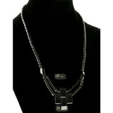 Artistic Cross Hematite-Layered-Necklace  With Bead Accents Gray Color #4147