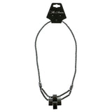 Artistic Cross Hematite-Layered-Necklace  With Bead Accents Gray Color #4147