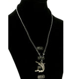 Swordfish Hematite-Pendant-Necklace With Bead Accents Silver-Tone & Gray Colored #4144