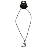 Swordfish Hematite-Pendant-Necklace With Bead Accents Silver-Tone & Gray Colored #4144