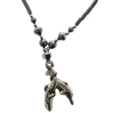 Dolphins Hematite-Pendant-Necklace With Bead Accents Silver-Tone & Gray Colored #4152